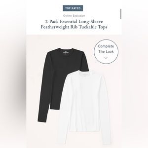 Abercrombie 2-pack essential long-sleeve featherweight rib tuckable tops, size M